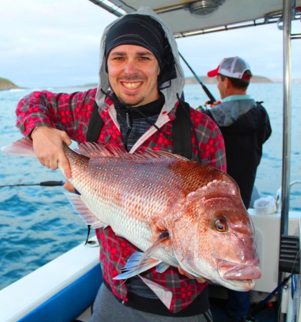 Audio Op Kiel Steel hits the front of the crew fishing comp with a nice snapper at Port Lincoln