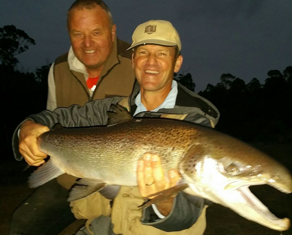 Owner Ian Cook and Rob with an XL salmon that won’t sit still for a pic!