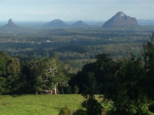 The Glasshouse Mountain and Hinterland which overlook the Sunshine coast also feature in this weeks episode