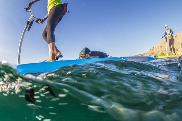 She’s powered by a Hobie Mirage Drive which is operated by a stepping motion