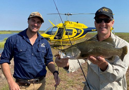 This is how far you walk from the chopper to catch Barra. We caught bigger and smaller – dozens of them!