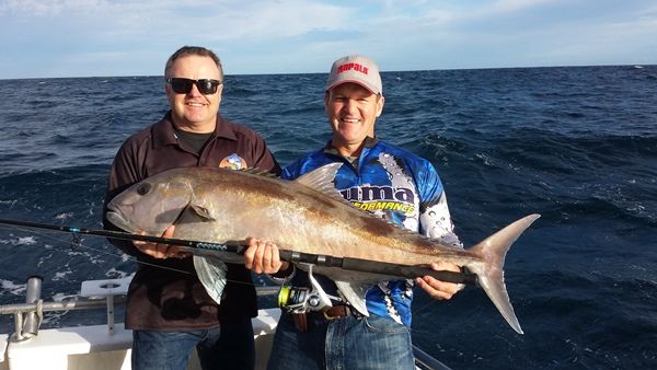 Rob and Skipper Gavin Solly with a Sampson fish that provided an incredible fight on light tackle