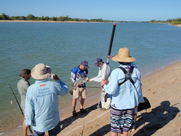 Barra Fishing on the Love River for an Upcoming Spring 2013 episode