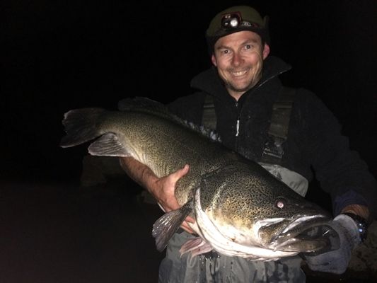 Ben Broadhurst with a 103cm Murray cod caught on a surface lure