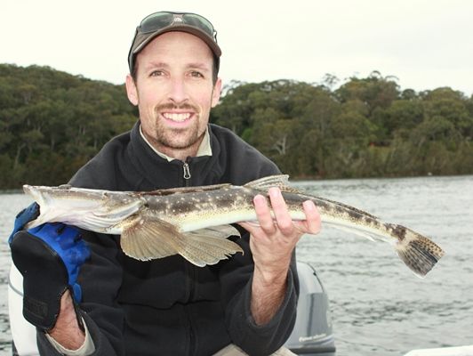 Graham Fifield with a 63cm winter flathead from Tuross 750kb