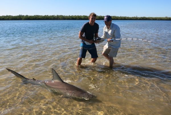 Rob helped Chef Mark Murphy catch his first shark at Cape York